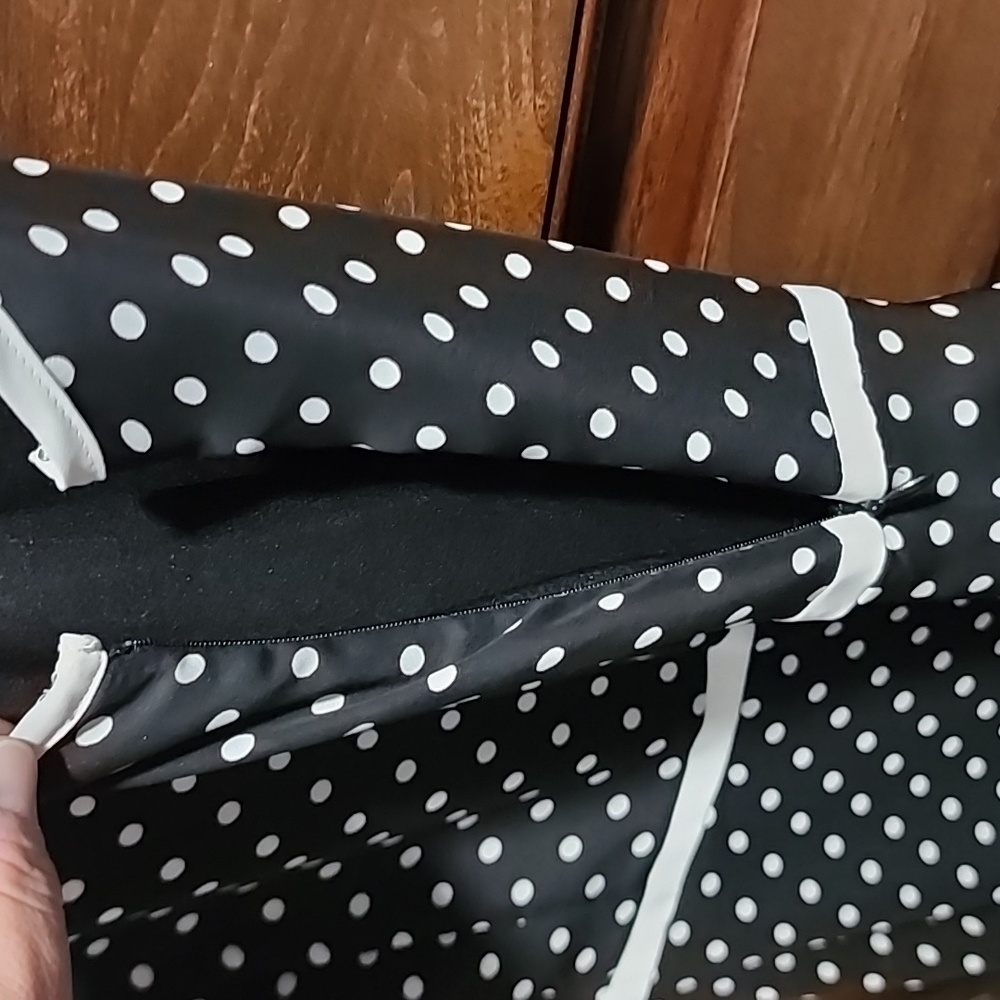 Lauren Conrad Women's Black Ivory Polka Dot Fully Lined Sleeveless Dress Sz 10 - Picture 6 of 6